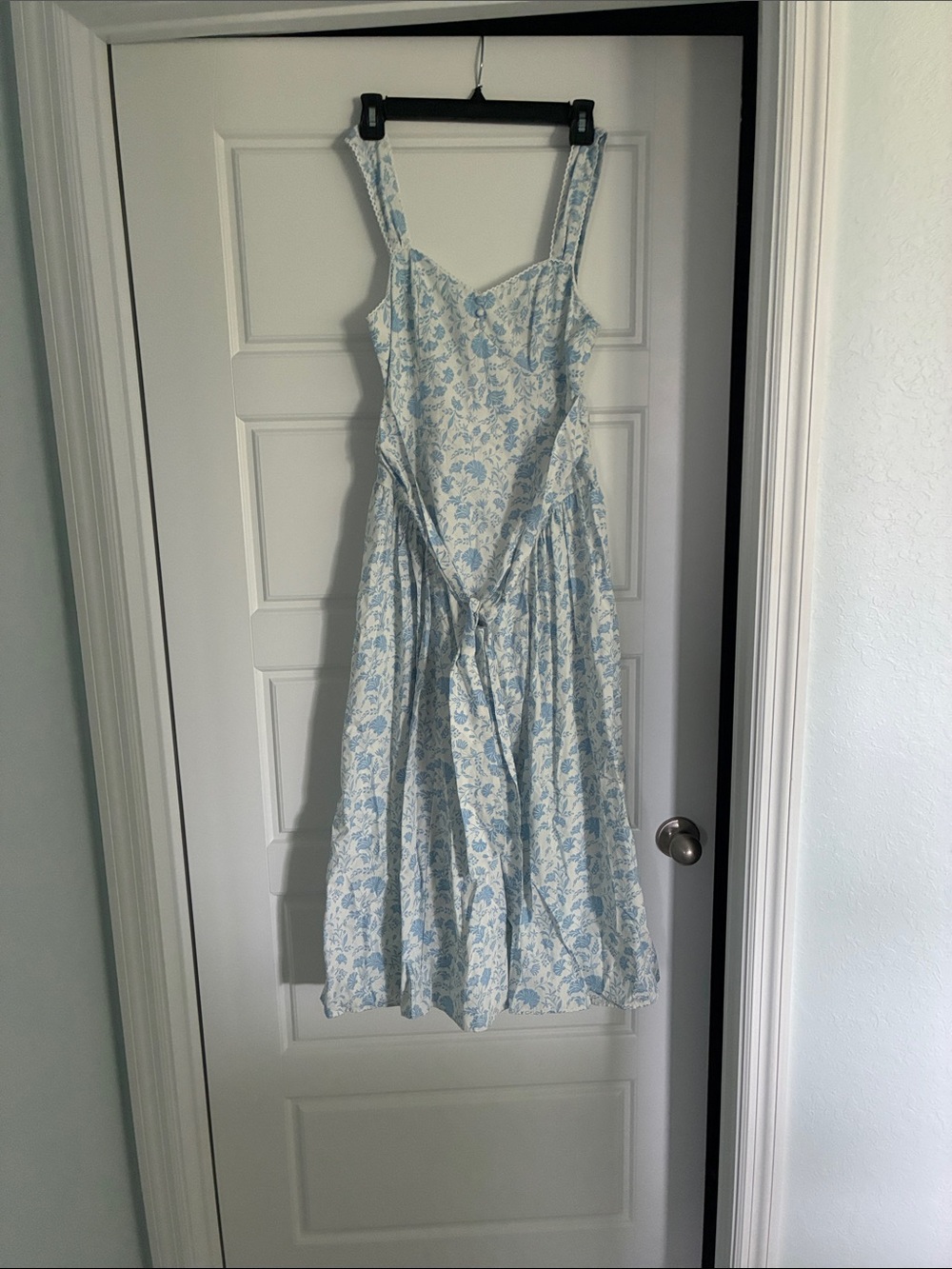Altar'd State Light Blue and White Floral Midi Dress